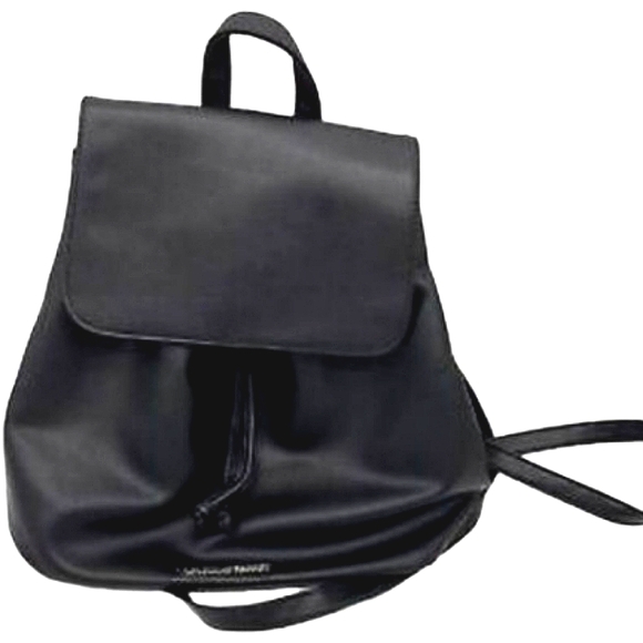 Victoria's Secret Solid Black Faux Pebble Leather Drawstring Backpack Bag - Picture 14 of 16